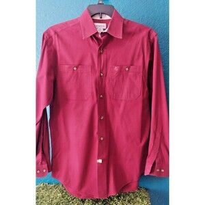 Carhartt Mens Long Sleeve Button Down Shirt Size Medium Dark Red